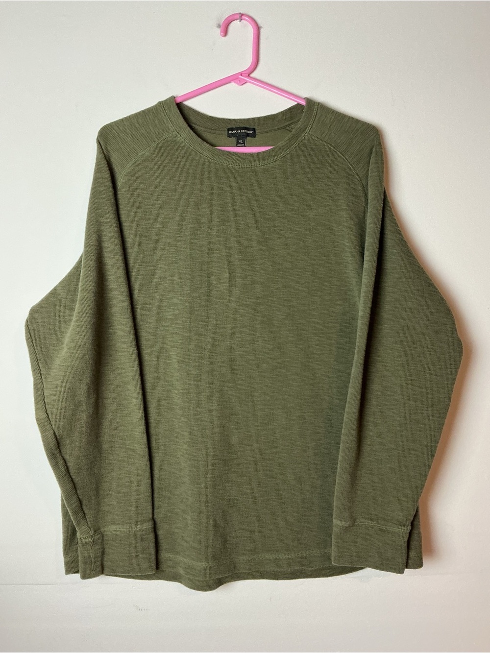 Banana Republic Men’s XXL Double Knit Crewneck Long Sleeve Shirt Olive Green